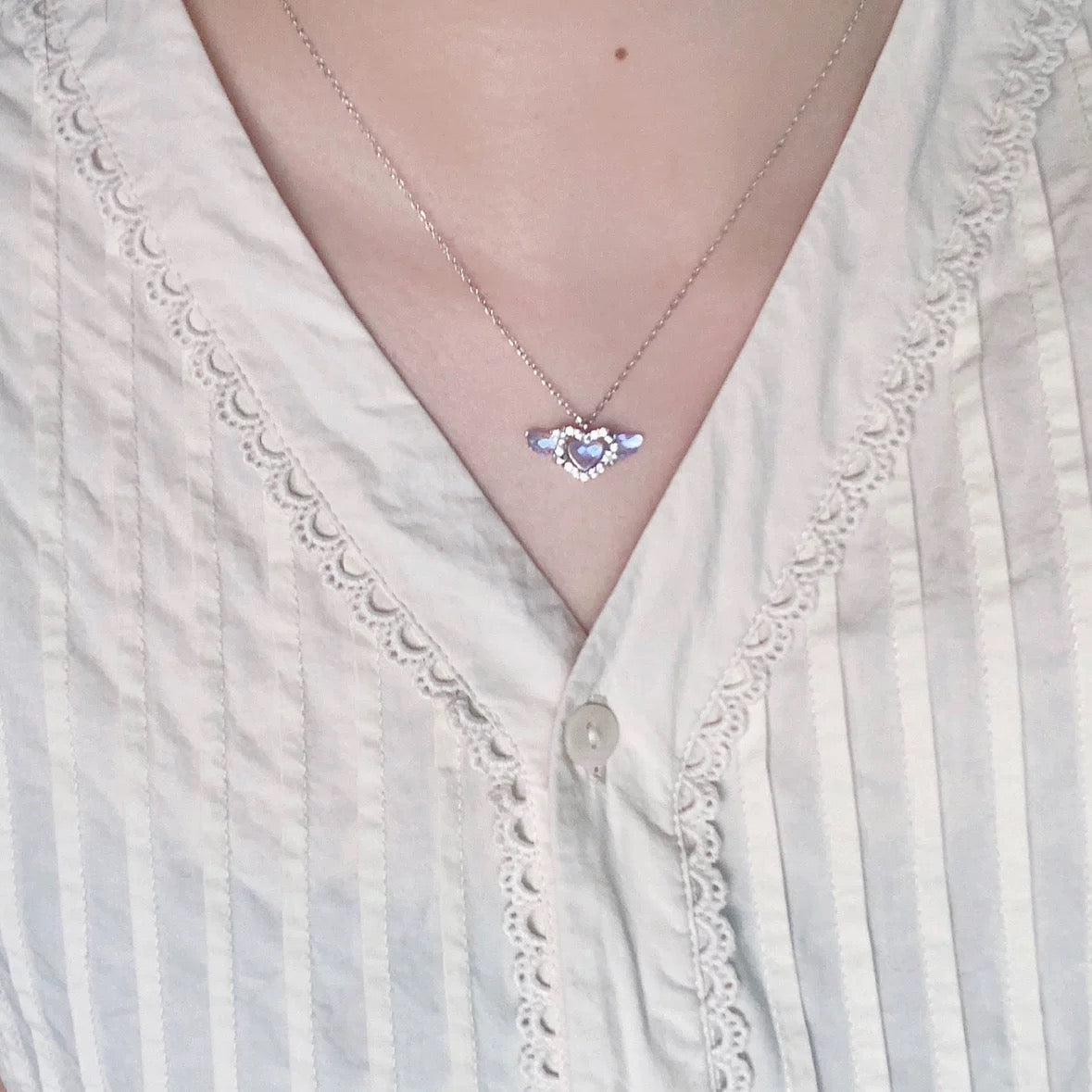 Aurora fantasy wings love little angel necklace 🩵🪽
