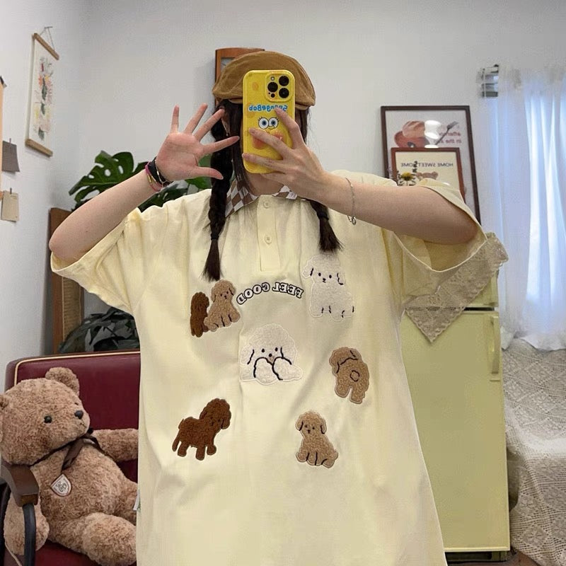 Cute puppy embroidered shirt🐶
