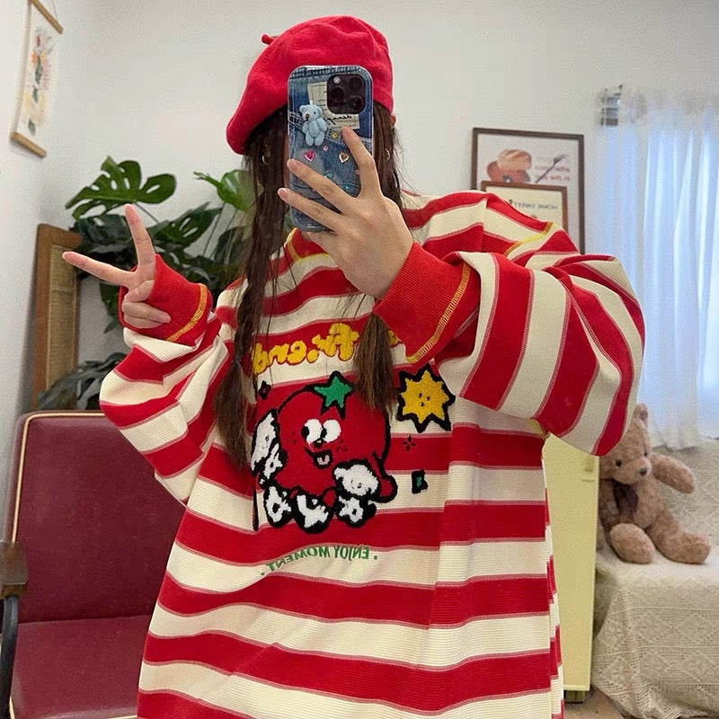 Retro Children's Girls Cute Tomato Doll Embroidery Oversized Oversized Overalls❤️🖤