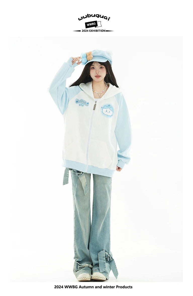 Chiikawa cute long-sleeved hoodie 🩵