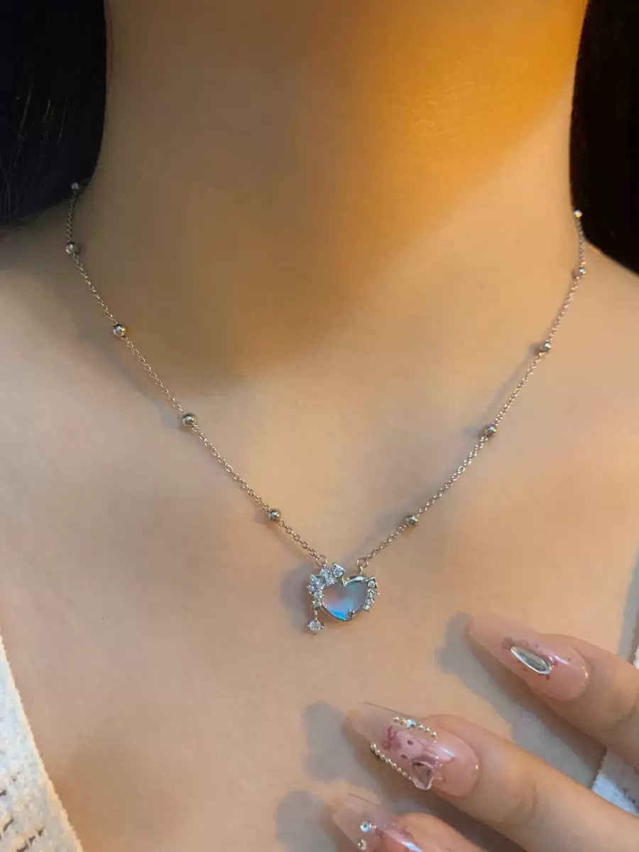 🩵 Wish Stars Sterling Silver Necklace Women's Symphony Love Light Luxurious Niche Design Ins Style Clavicle Chain🩵