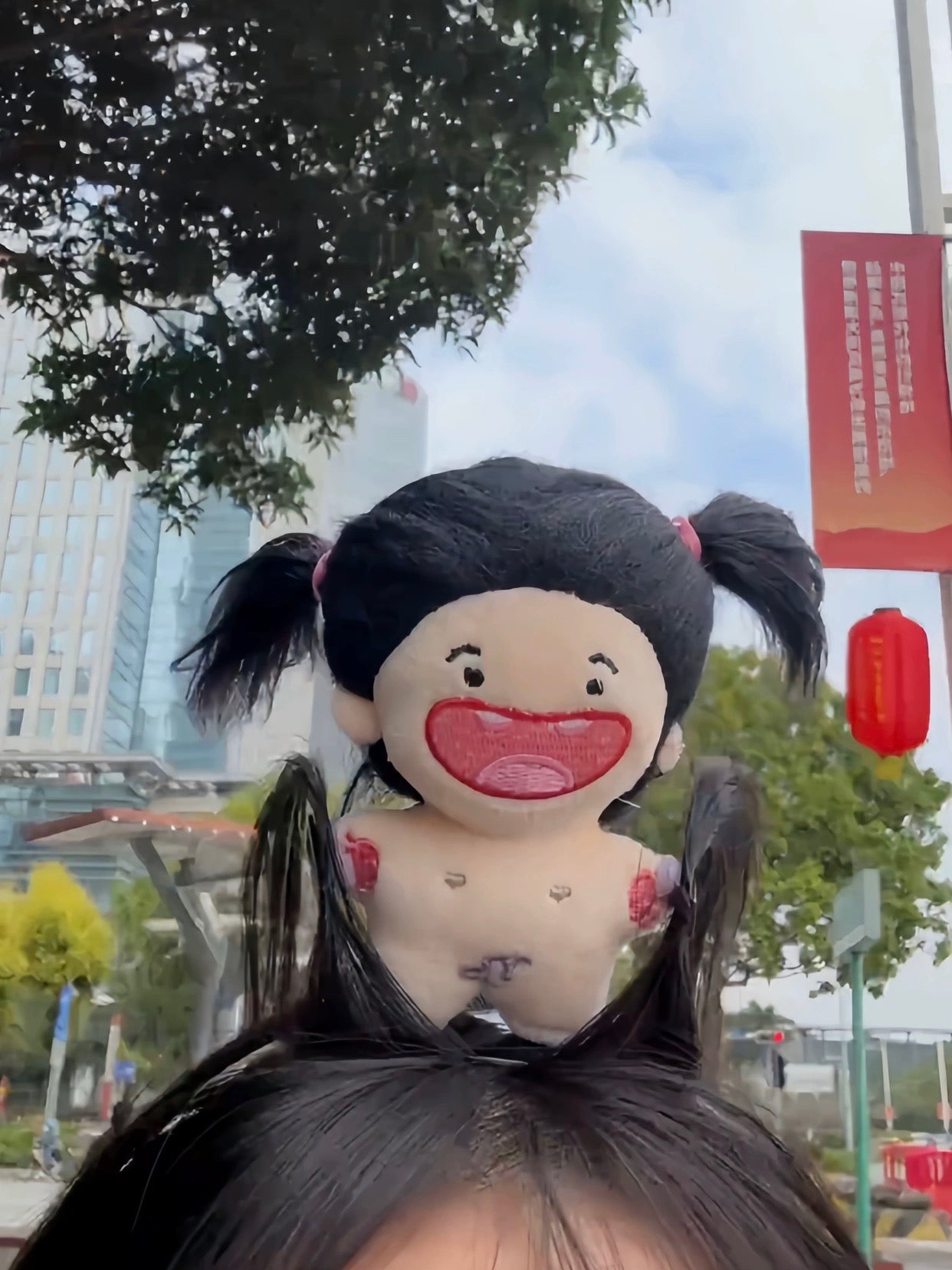 Fluffy hair doll headband