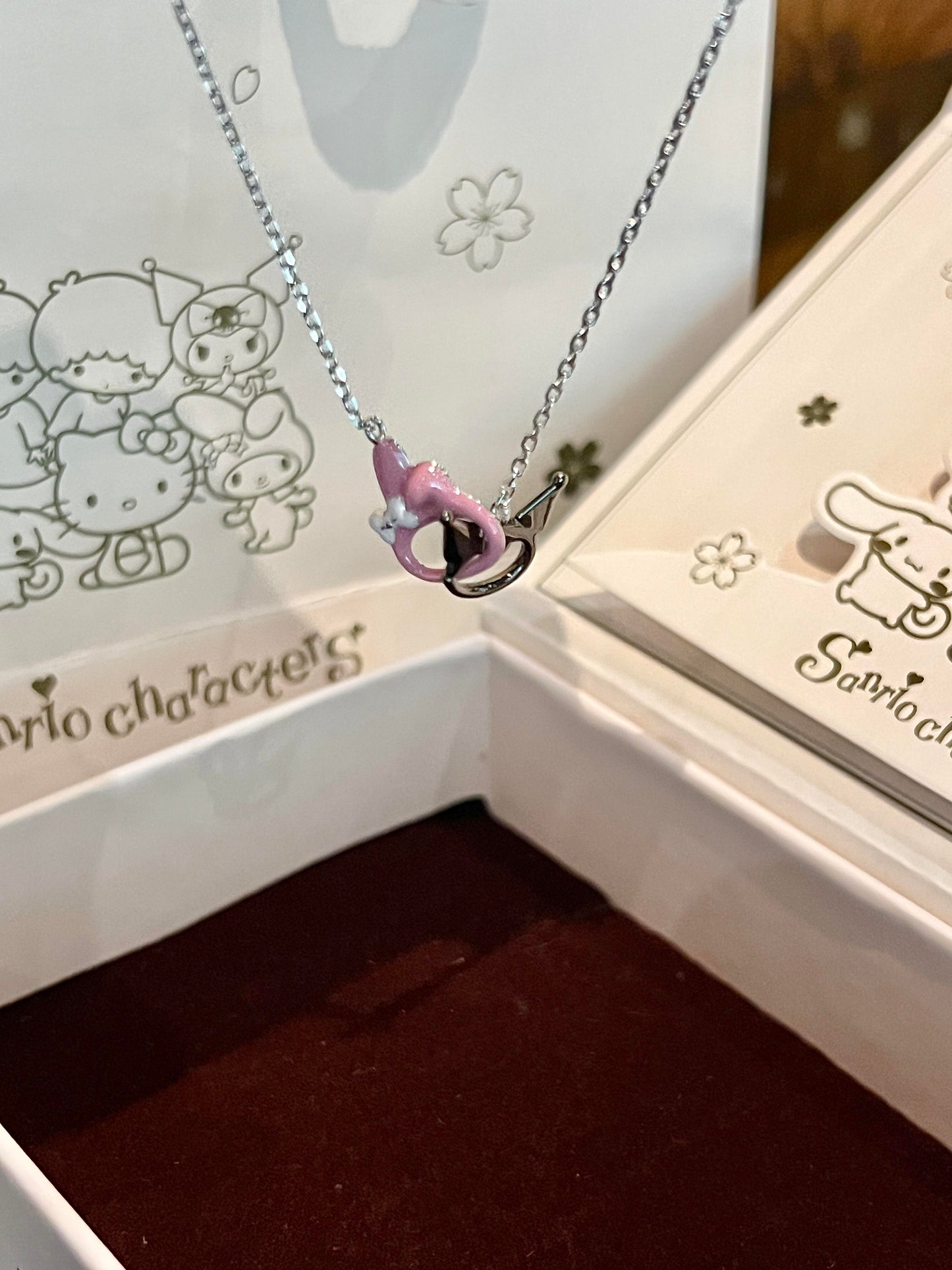 Sanrio Kuromime Melody Mobius Ring Sterling Silver Splicing Pendant Necklace Girlfriend Gift🖤🩷