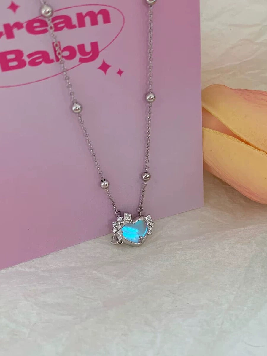 🩵 Wish Stars Sterling Silver Necklace Women's Symphony Love Light Luxurious Niche Design Ins Style Clavicle Chain🩵