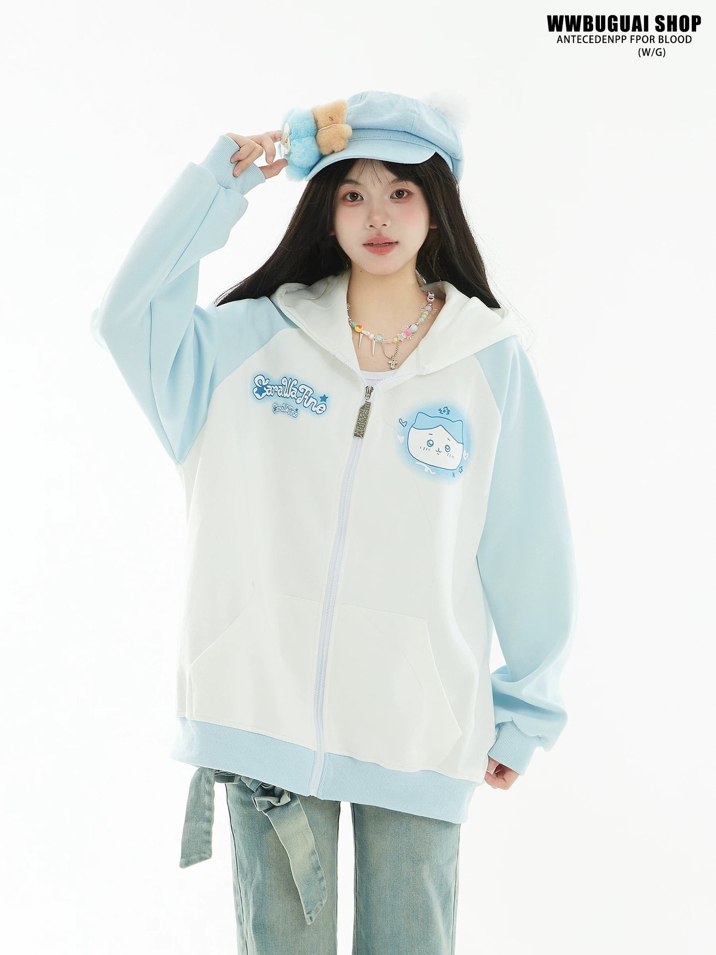 Chiikawa cute long-sleeved hoodie 🩵