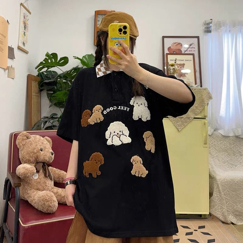 Cute puppy embroidered shirt🐶