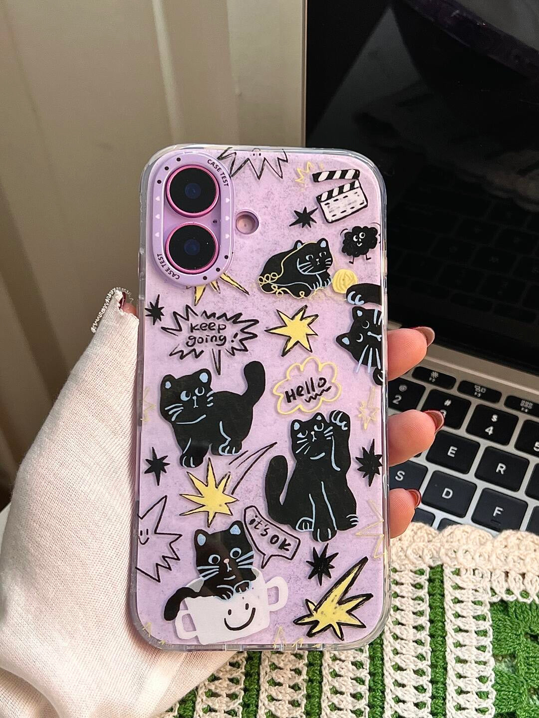 Black cat iPhone case