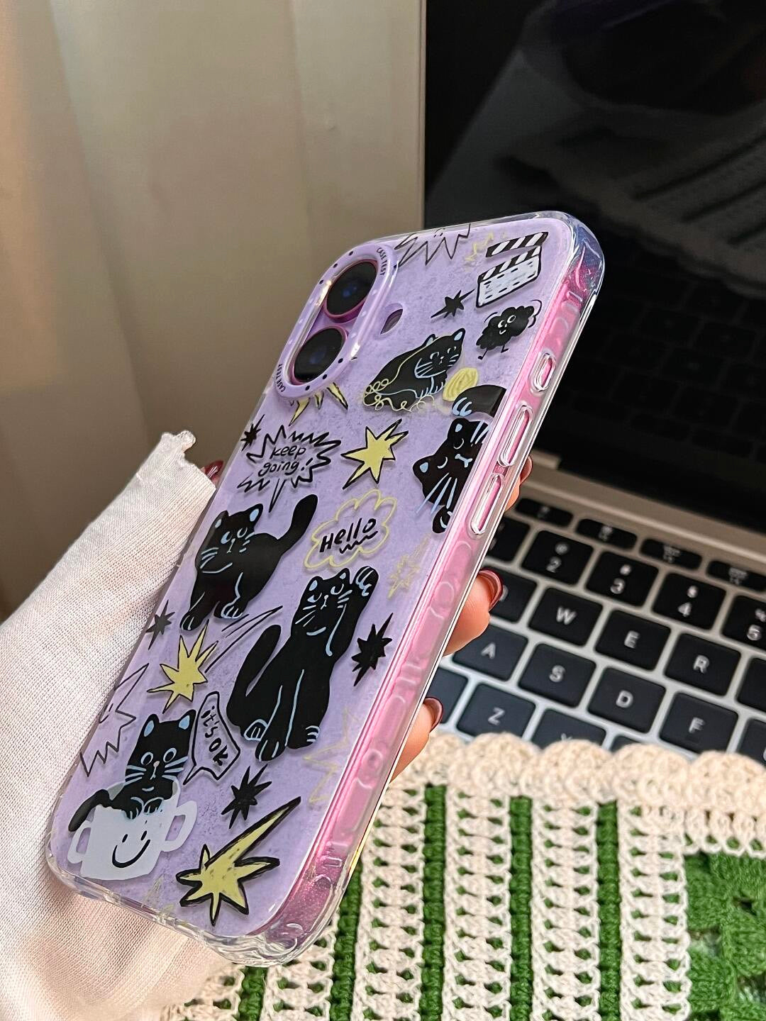Black cat iPhone case
