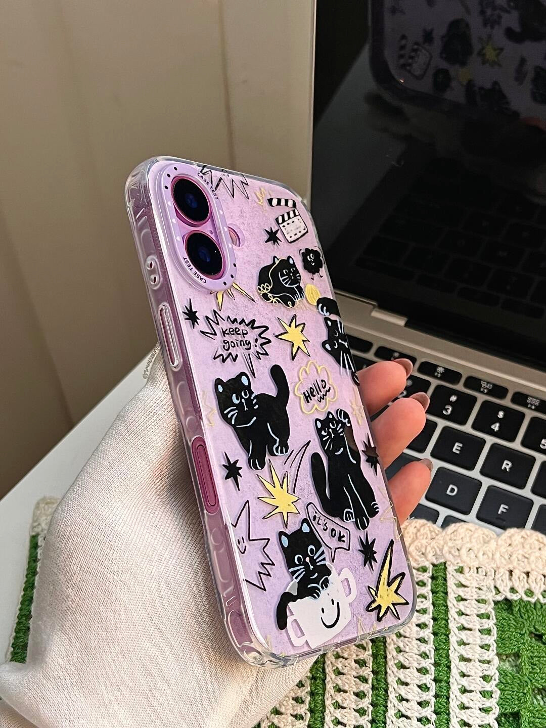 Black cat iPhone case