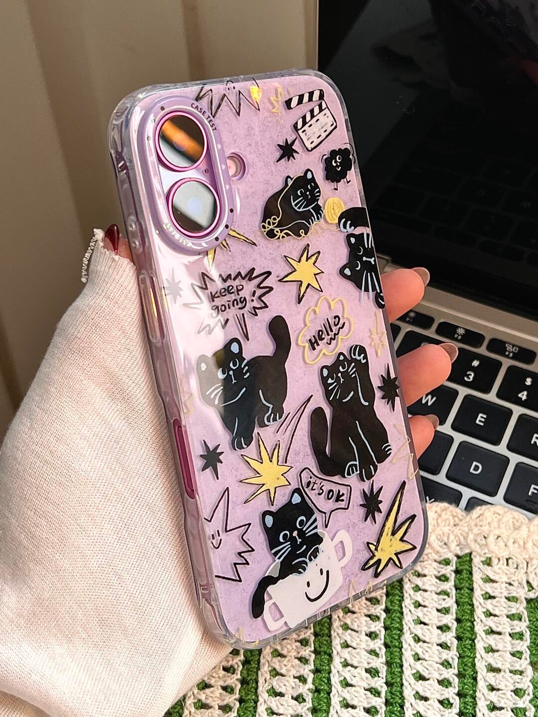 Black cat iPhone case