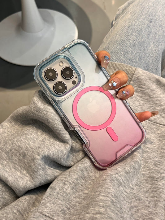 Clear MagSafe-Compatible iPhone Case with Pink Magnetic Ring
