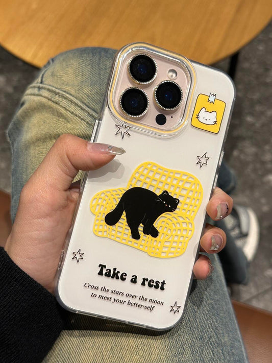 Take a Rest Black Cat iPhone Case – Cozy Minimalist Aesthetic