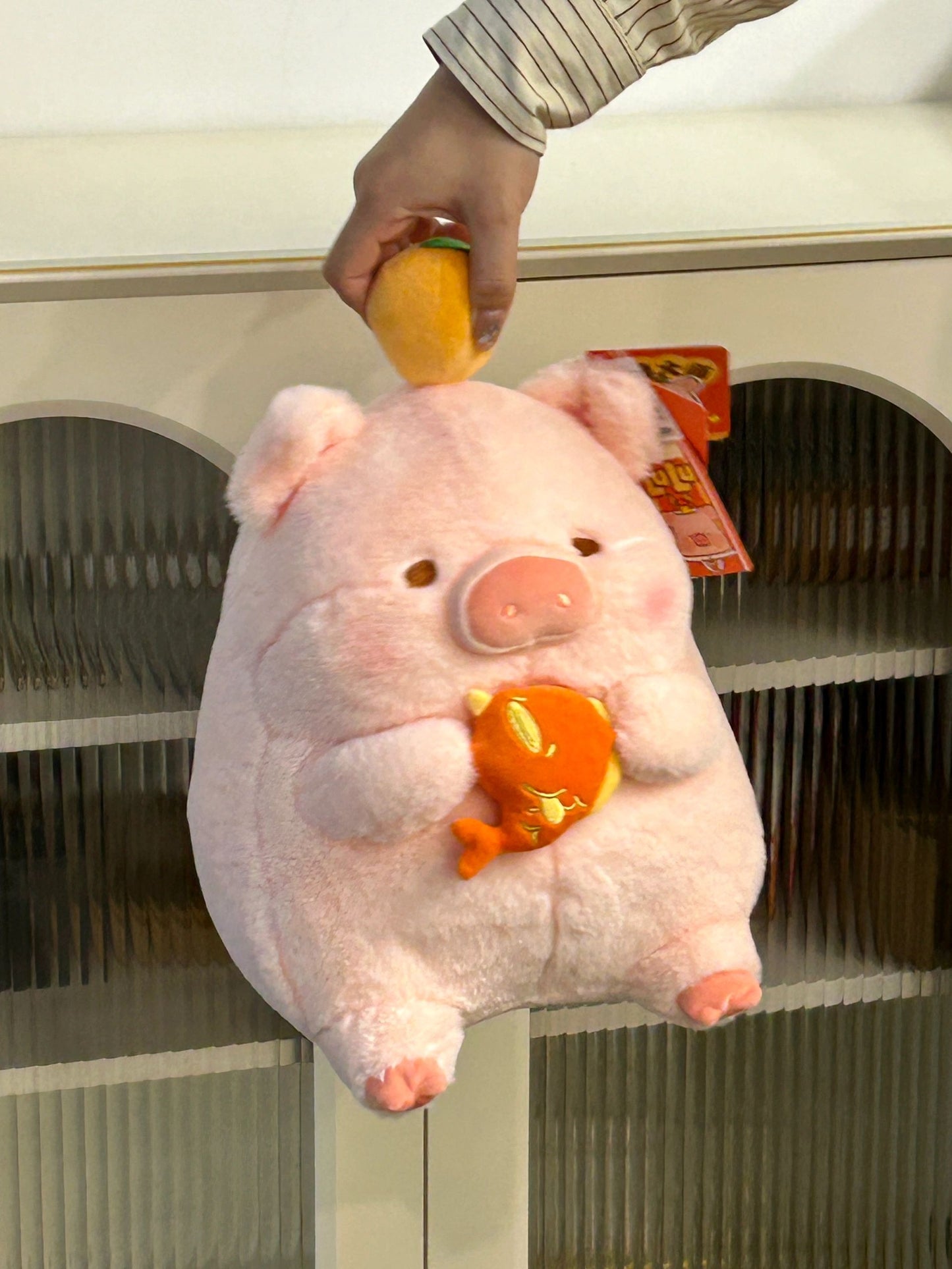 Pig holding fish🐠🍊